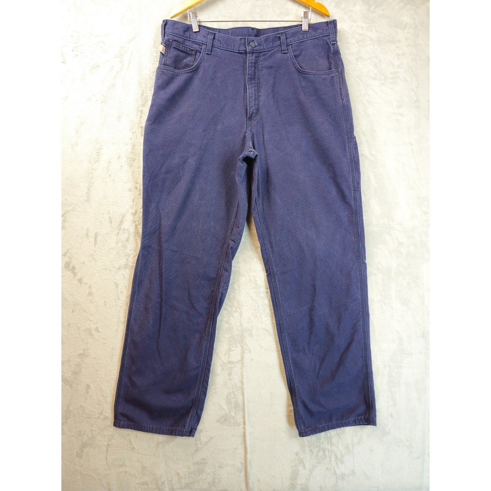 Carhartt FRB159 DNY FR Work Pants Size 38x34 Navy Blue Cat 2 Cotton Blend